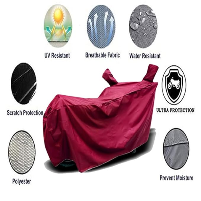 Motorcycle Bike Cover Compatible for Royal Enfie Continental GT 650 Water Resistance Dustproof UV Protection Indor Outdor Parking with All Varients Full Body (Maroon Color) - Image 4